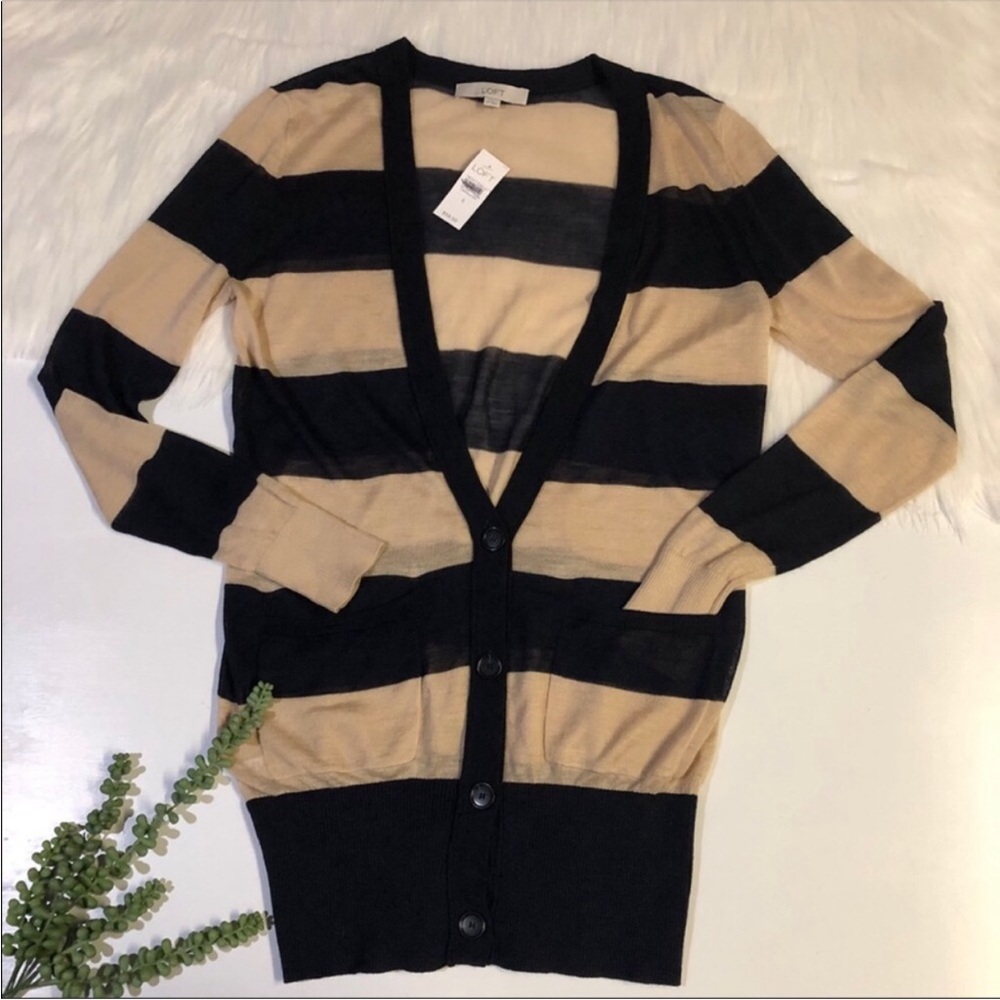 Ann Taylor LOFT Striped Cardigan | Size Small